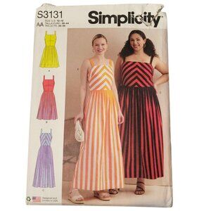 Simplicity Sewing Pattern S3131 Misses & Womens Dresses Sizes 10-18 AA New